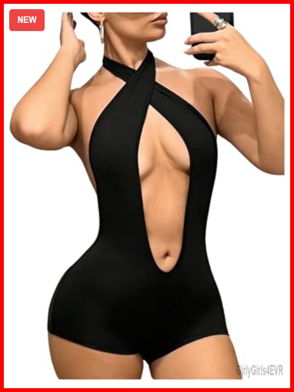 Sexy Backless Cutout Halter Romper Slim Fit Party Club Rave One Piece
